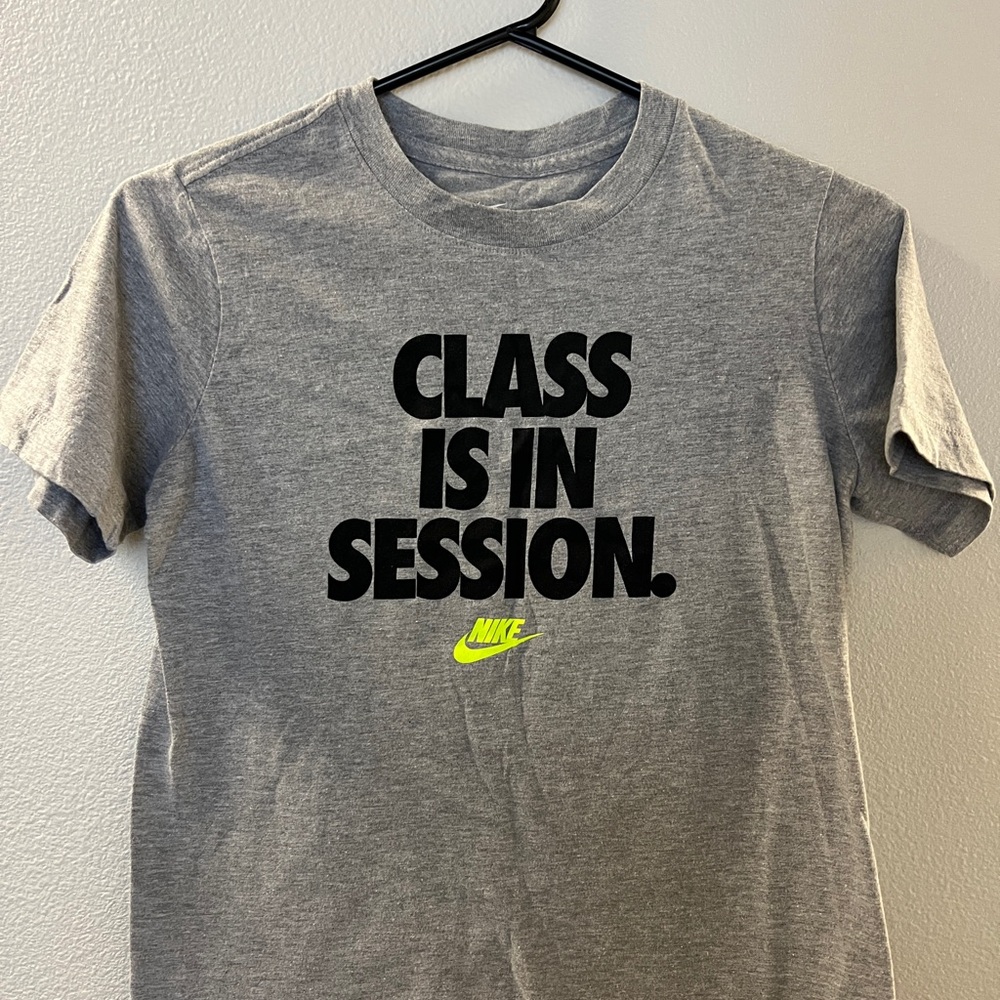 Nike Heather Gray Tee with Black Print